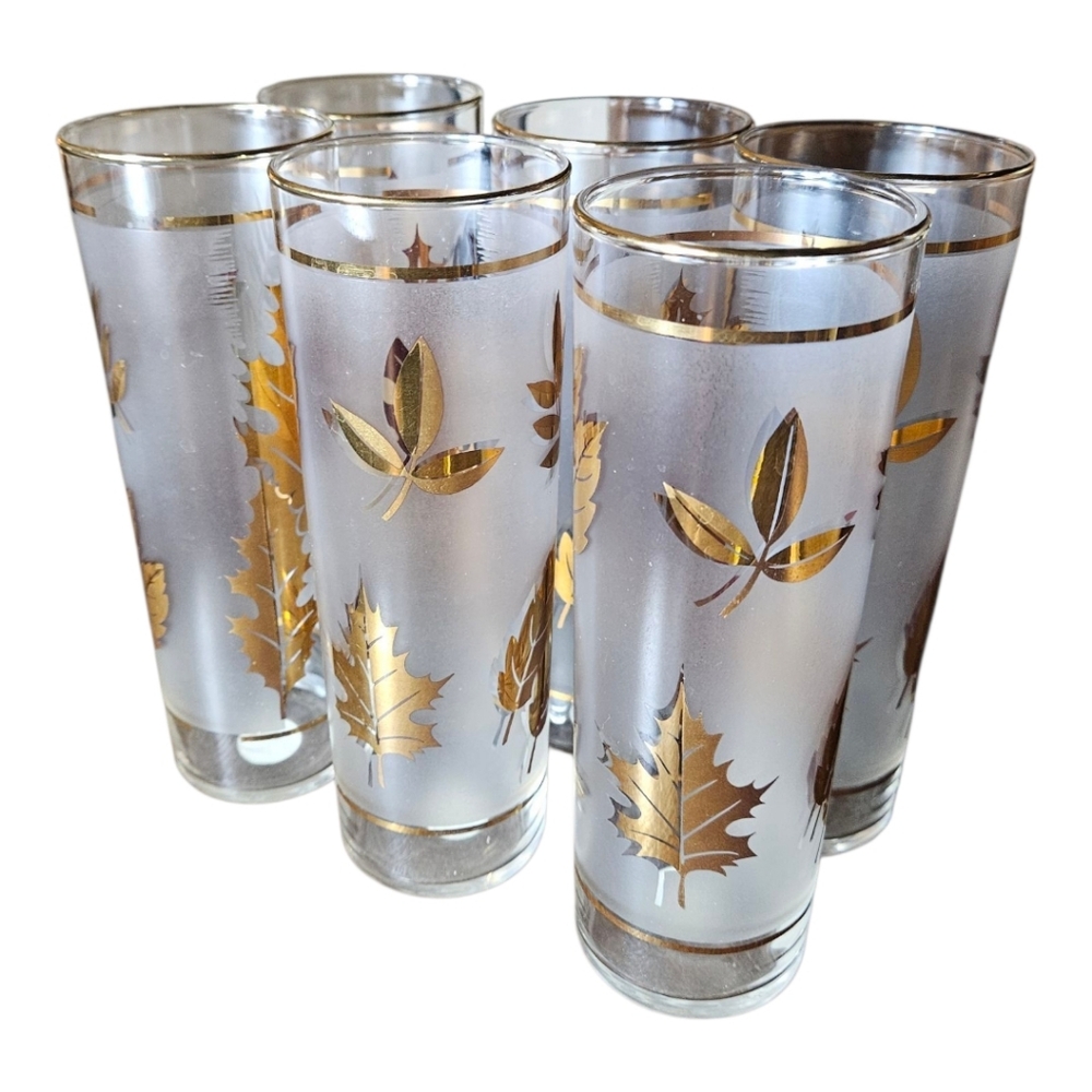 MCM Golden Folige Gold Leaf Highball Libby Co. 1950s 1970s